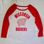 Touch Women's Wisconsin Badgers Red Long Sleeve Tee With Bling On The W. Size L Photo 0