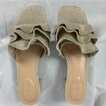 Bandolino  Rista Metallic Gold Ruffle Slide Heeled Sandals Women's Size 8 Photo 4