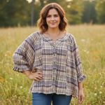 Free People  We The Free FP Women's Lucy Cotton Button-Front Swing Blouse Sz S Photo 3