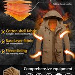 Men's Winter Jacket Cotton Military Jackets Fleece Lined Thick Work Coats Warm Cargo Jackets with Hooded Photo 5