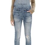Madewell Light Blue Distressed Denim Skinny Overalls Small Photo 1