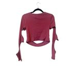 BDG  Red Wine Crop‎ Long Sleeve Ribbed Cutout Top Large Photo 1