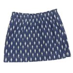 J.Crew  Womens Blue White Elastic Waist Mini Skirt Size 14 Linen Cotton Pockets Photo 0