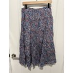 CHAPS Layered A-Line Long Skirt Paisley Floral Design Blue Pink Size Small Boho Photo 1