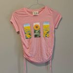 French Pastry Sunflower Twisted Rushed Y2k Pink Baby Tee Shirt Size Small NWOT t1231 Photo 5