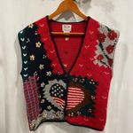 Groovy 80’s vintage holiday wool knit sweater vest ‘Merica 4th of July Christmas Red Size L Photo 5