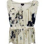 Deletta Allover Print Scoop Neck Smocked Waist Blouse Top Photo 0