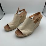 Toms Women's Wedge Heel Espadrille Sandals Ankle Strap Beige Canvas Women's 12 Photo 2