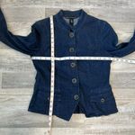 White House | Black Market  Dark Wash Button Front Military Style Denim Jacket J44 Photo 4