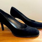Stuart Weitzman Black Suede Patent Leather Hidden Platform Heels Pumps Size 7.5 Photo 0