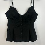 ZARA NWT Black Pleated Button Front Sleeveless Peplum Corset Cropped Top/Tank M Photo 2