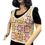 Crochet Knit Cropped Tank Boho Hippie Granny Squares Rebellion Again size XS Purple Photo 4