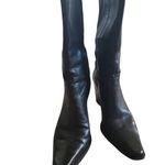 Antonio Melani Black Heeled Italian Leather Embossed Boots Size 9 Photo 3
