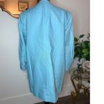 Bloomingdales Linen Coat Jacket Aqua Blue w/ Gold Eyelet Button Front 14W XL Photo 2