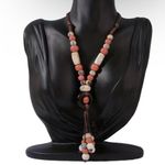 Bohemian Ethnic Style Ceramic Tassel Adjustable Necklace Sweater Chain Accessori Brown Photo 15