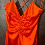 Jason Wu Jason‎ Wu Orange/Red Satin Feel Midi Dress Size Large Photo 3