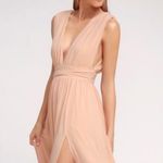 Womens New LuLus Heavenly Hues Deep V Neck High Slit Maxi Dress Blush Pi… Pink Size M Photo 2