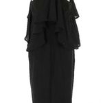 JAY GODFREY Black Flutter Chiffon Overlay Cold Shoulder Naomi Gown Dress Size 2 Photo 3