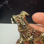 Vintage Gerry’s Puppy Dog Terrier Signed Gold Tone Red Rhinestone Photo 1