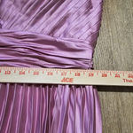 Mac Duggal ‎ Pleated Long Sleeve V-Neck Gown Size 16 Lilac Pink Satin Puff Photo 8