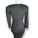 Vintage Marnie West Black Mini Dress Gathered Pleated Shoulders Long Sleeve Black Size XS Photo 4