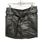 White House | Black Market WHBM Black Faux Leather Paper Bag Belted Short Photo 1