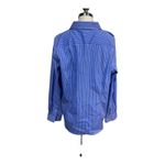 CHAPS  Blue White‎ Striped Button Down Coastal Preppy Shirt Long Sleeve Women's L Photo 6
