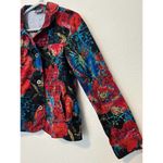 Chico's  Additions Size 1 US 8 Asian Floral Jacket Colorful Lightweight Cotton Photo 5