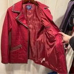 Pendleton Cute  cranberry quilted faux leather trim jacket pockets snaps lined Photo 10