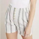 Anthropologie Beachgoer Linen Cotton Shorts in Green White Stripes Size 2 Photo 1