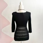 Vintage Black Crochet Babydoll Top Snowflake Sequin Holiday Fairy Grunge Small‎ Photo 1