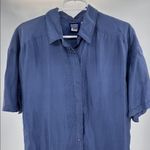 Bobbie Brooks dusty Blue 100% Silk short sleeve Blouse M vintage casual 90s Size M Photo 2
