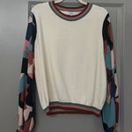 Faye Contrast Geometric Print Sleeve Sweater Size L Photo 0