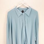 Norma Kamali OVERSIZE BF RUFFLE NK SHIRT Dress Powder Blue Large L Photo 2