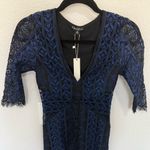 For Love & Lemons  Lyla Eyelash Lace Mini Cocktail Dress V-Neck Blue Black XS Photo 5