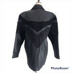VINTAGE 90s Leather‎ Duster Blazer Jacket Midi Longline 80s Suede Black Small Black Photo 1