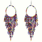 Colorful Beaded‎ Tassel Dangle Earrings Boho Elegant Trendy Ethnic Style Photo 0