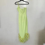 House Of CB House of‎ CB ‘Alessia’ Lime Feathered Midi Dress size XS $299 Photo 4