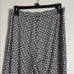 Clara Sun Woo Black Ivory Geometrical Logo Pattern Side Slit Flowy Ankle Pants S Photo 3