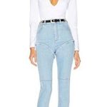 GRLFRND Eryka Long Sleeve Jersey Knit Paddle Thong Bodysuit in White Photo 0