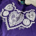 Vintage Purple Crewneck Sweatshirt White Lace Details 80’s Wild Cottagecore Gran Size XL Photo 6