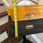 Ted Lapidus Caramel Leather Top Handle & Monogram Logo Vinyl Crossbody Satchel Photo 9