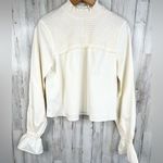We Wore What Women's Ivory Cream Mock Neck Long Sleeve Shirred Blouse Size M Photo 1