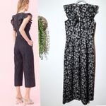 Rebecca Taylor Jumpsuit Clover Sleeveless Floral Black Pink Embroidered Lace Sm Photo 2