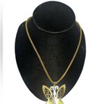 L.T.S.Steel Gold Tone Butterfly Pendant Necklace Y2K Aesthetic Statement Jewelry Photo 1