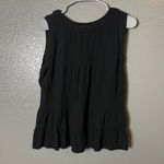 Loft Black Tiered Peplum Blouse Size M | Boho Lace Trim Sleeveless Top Photo 1