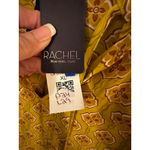 Rachel Roy Women's XL Mustard Yellow Brown Patterned Long Sleeve Blouse Photo 8