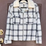 Crescent  Ivory and Charcoal Plaid Bomber Jacket with Faux Fur Collar Photo 0