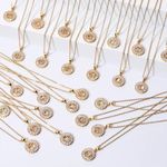 Gold Initial Crystal Sparkly Pendant Necklace A Photo 2