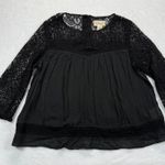 Denim & Supply Ralph Lauren Lace Top Blouse 3/4 Sleeve Black Bohemian L Photo 0